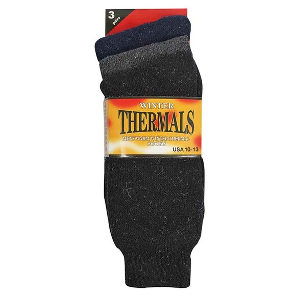 Navy Blue Black & Charcoal Mens Thermal 3 Pack Socks - Picture 1 of 6